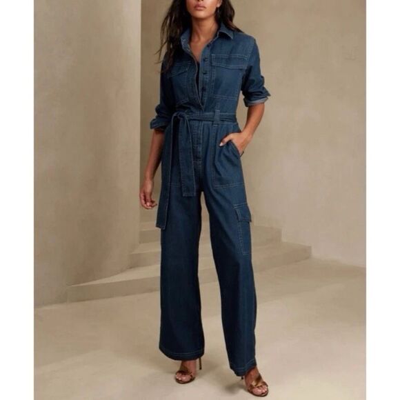 Banana Republic Saldo Denim Jumpsuit Size XS - Picture 1 of 12
